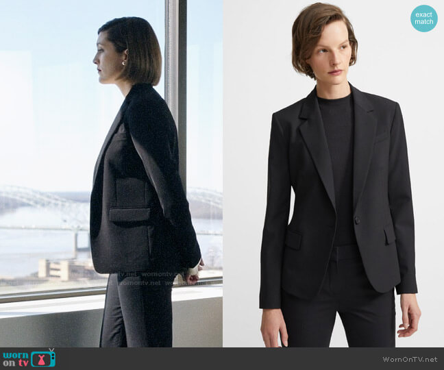 Theory Gabe Blazer worn by Sydney Strait (Caitlin McGee) on Bluff City Law