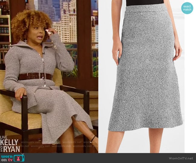 Tibi Fluted melange Knitted Midi Skirt