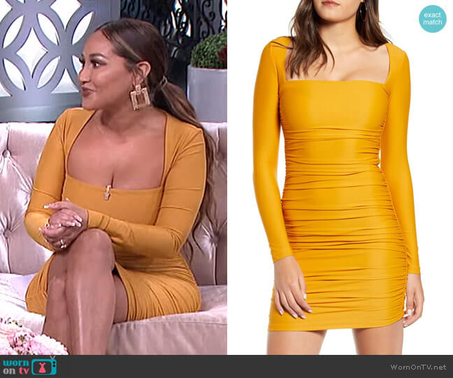 Tiger Mist Tully Long Sleeve Minidress worn by Adrienne Houghton on The Real