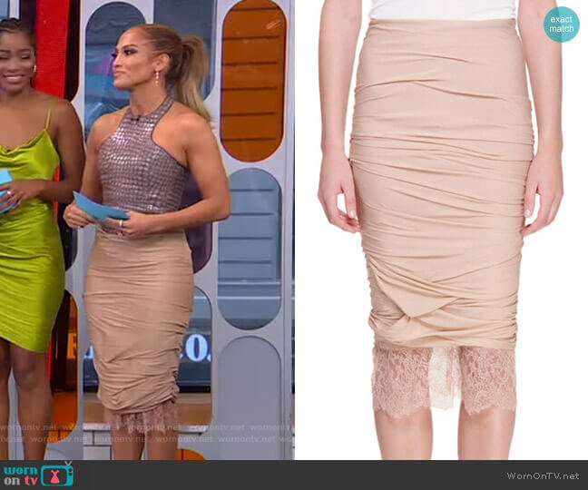 Tom Ford Lace-Hem Ruched Pencil Skirt