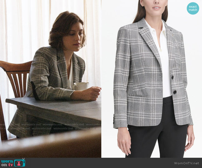 Tommy Hilfiger Plaid Elbow-Patch Blazer worn by Sydney Strait (Caitlin McGee) on Bluff City Law