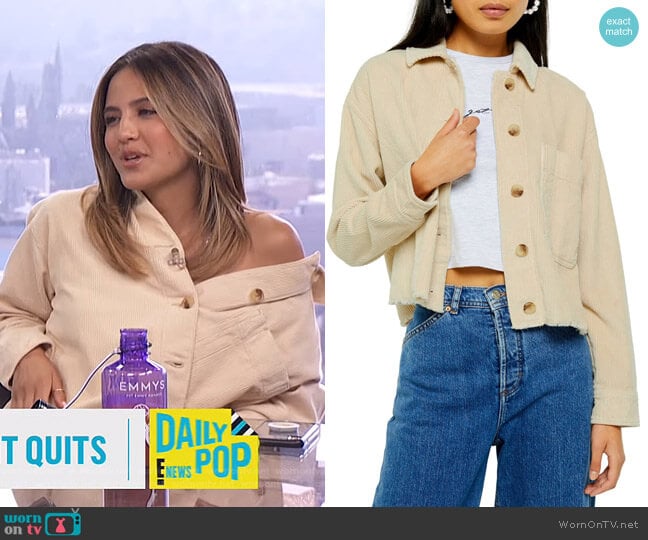 Topshop Raw Hem Corduroy Jacket worn by Erin Lim on E! News