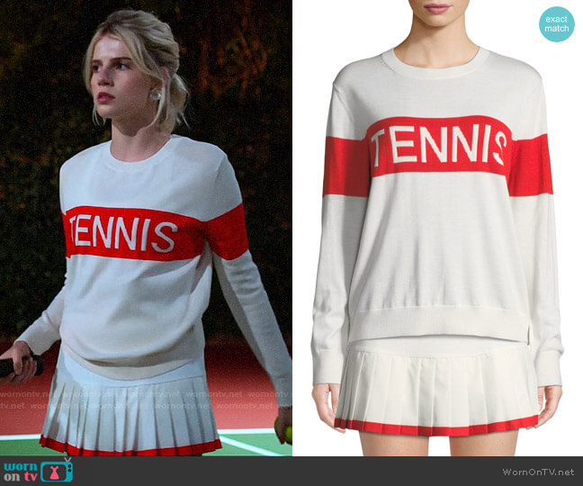 Tory Sport Performance Cashmere Tennis Sweater worn by Astrid (Lucy Boynton) on The Politician