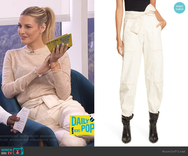 Ulla Johnson Storm Tie Waist Tapered Jeans worn by Morgan Stewart on E! News