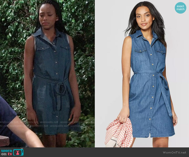 Universal Thread Western Denim Shirtdress worn by Trina (Sydney Mikayla) on General Hospital
