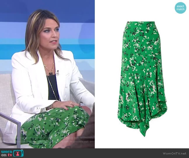 Veronica Beard Mac Asymmetric Floral Skirt worn by Savannah Guthrie on Today