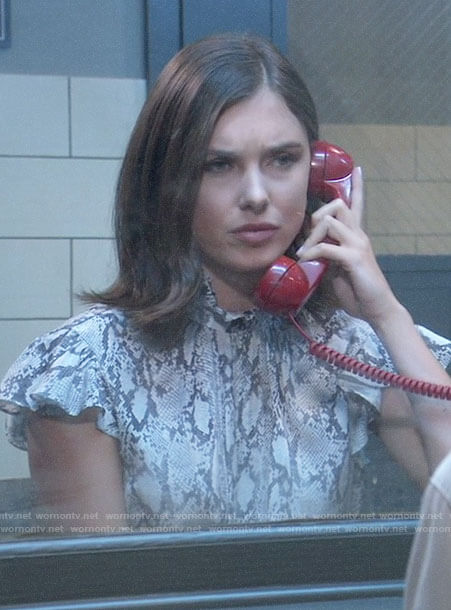 Willow’s ruffled snake print top on General Hospital