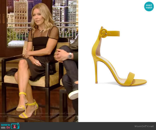 Gianvito Rossi Portofino Leather Sandals worn by Kelly Ripa on Live with Kelly and Mark