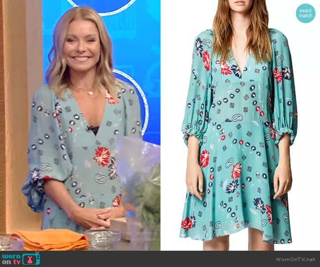 Zadig & Voltaire Remi Daisy Printed Silk Dress worn by Kelly Ripa on Live with Kelly and Mark