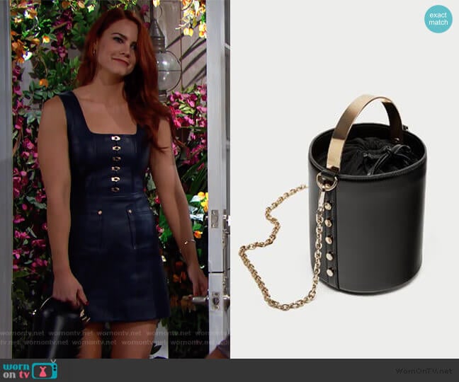 Zara Bucket Bag with Metal Handle worn by Sally Spectra (Courtney Hope) on The Bold and the Beautiful