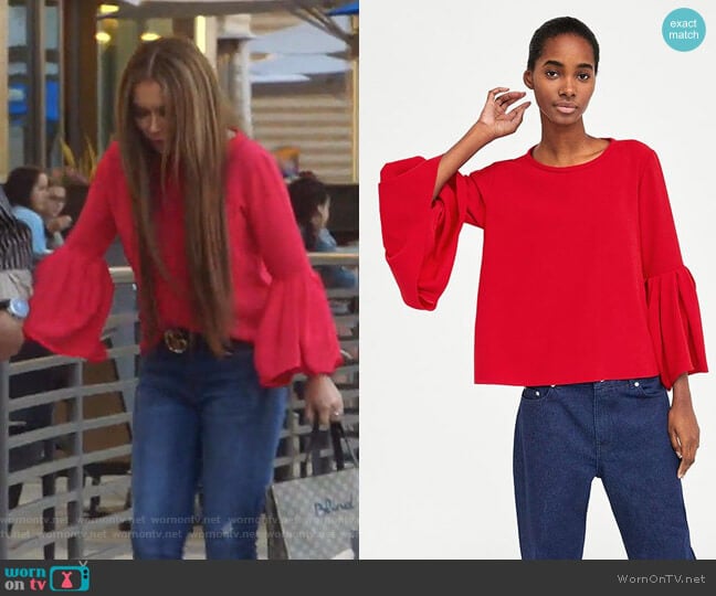 Zara Bell Sleeve top worn by LeeAnne Locken on The Real Housewives of Dallas