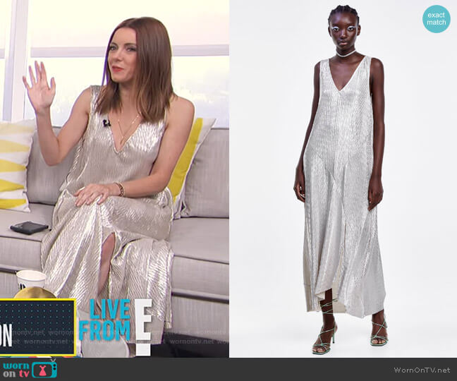 Zara Metallic Wrinkle Look Dress worn by Melanie Bromley on E! News