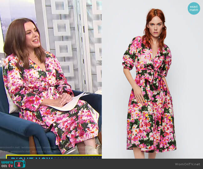 Zara Printed Dress with Belt worn by Melanie Bromley on E! News