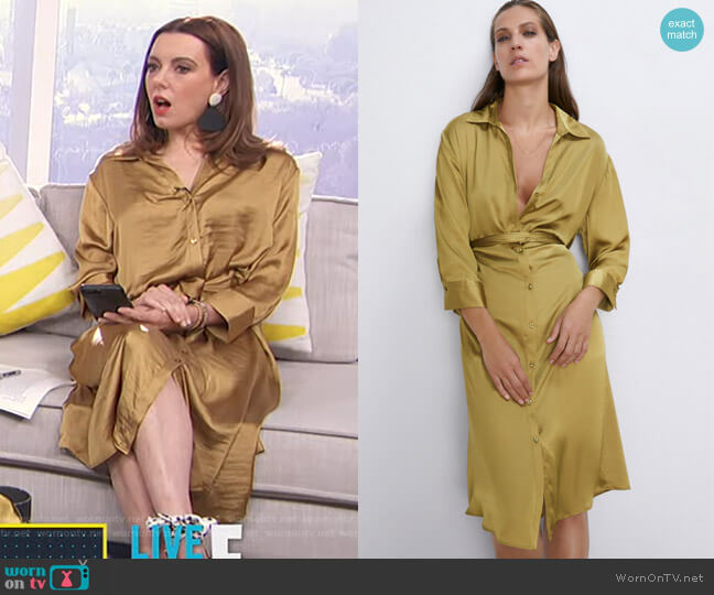 Zara Satin Dress with Belt worn by Melanie Bromley on E! News