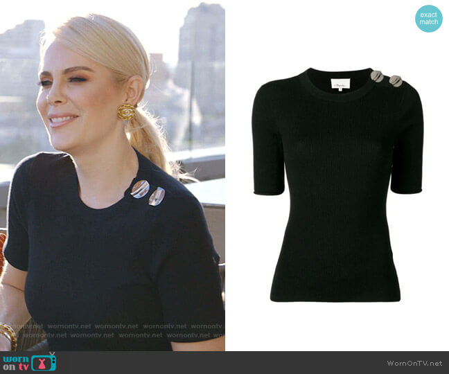 3.1 Phillip Lim Sweater with Silver Button Detail worn by Kameron Westcott on The Real Housewives of Dallas