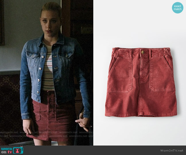 American Eagle High-Waisted Corduroy A-Line Skirt worn by Betty Cooper (Lili Reinhart) on Riverdale