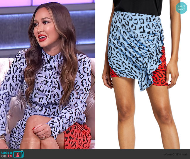 A.L.C. Geller Printed Two-Tone Ruffle Skirt worn by Adrienne Houghton on The Real