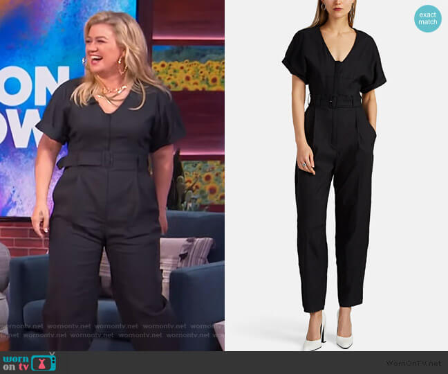 A.L.C. Quinton Linen-Blend Jumpsuit worn by Kelly Clarkson on The Kelly Clarkson Show