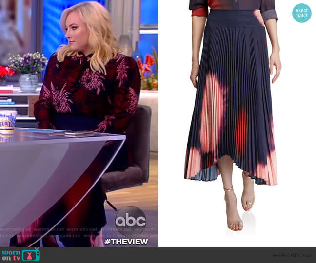 A.L.C. Sonali Pleated Tie-Dye Asymmetric Skirt worn by Meghan McCain on The View