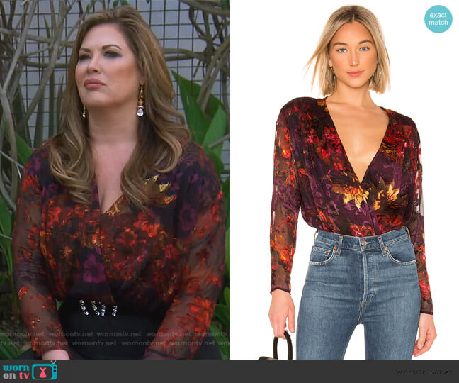 ASTR The Label Maren Bodysuit worn by Emily Simpson on The Real Housewives of Orange County