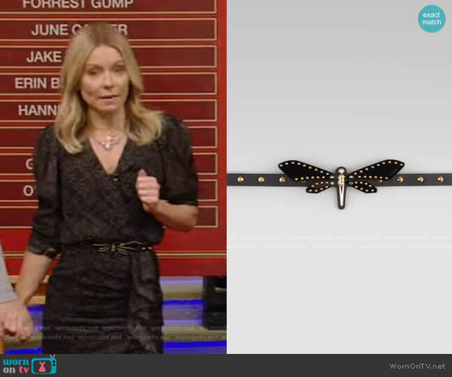 Gucci Adjustable Leather Dragonfly Belt worn by Kelly Ripa on Live with Kelly and Mark