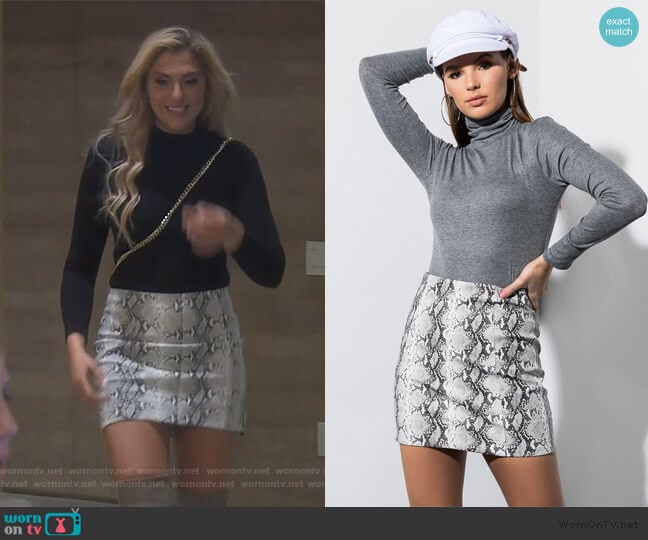Akira Snake of Fury Mini Skirt worn by Gina Kirschenheiter on The Real Housewives of Orange County