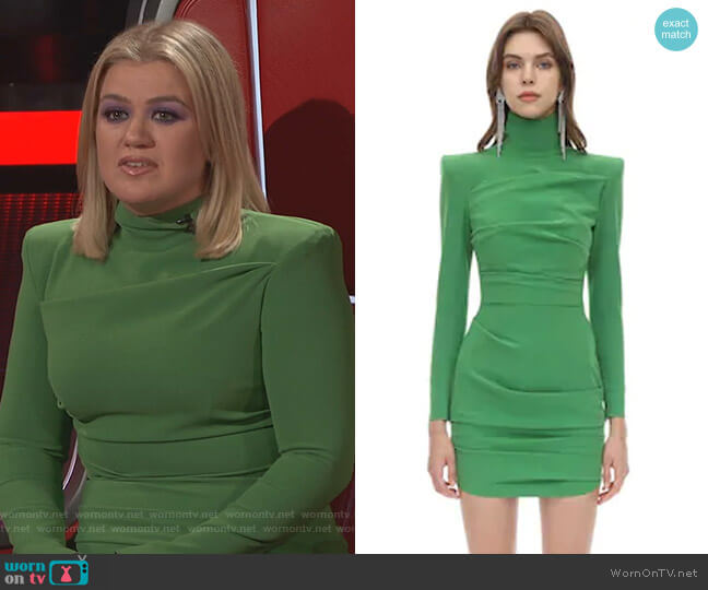 Alex Perry Techno Crepe Mini Dress worn by Kelly Clarkson on The Voice