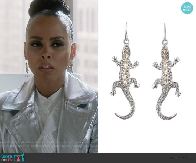 Alexis Bittar Crystal Encrusted Lizard Wire Earrings worn by Tegan Price (Amirah Vann) on How to Get Away with Murder