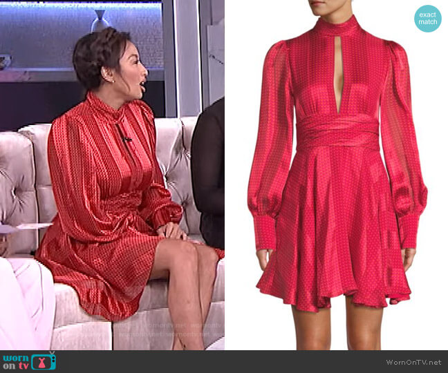 Alexis Hadiza Printed Keyhole Dress worn by Jeannie Mai on The Real