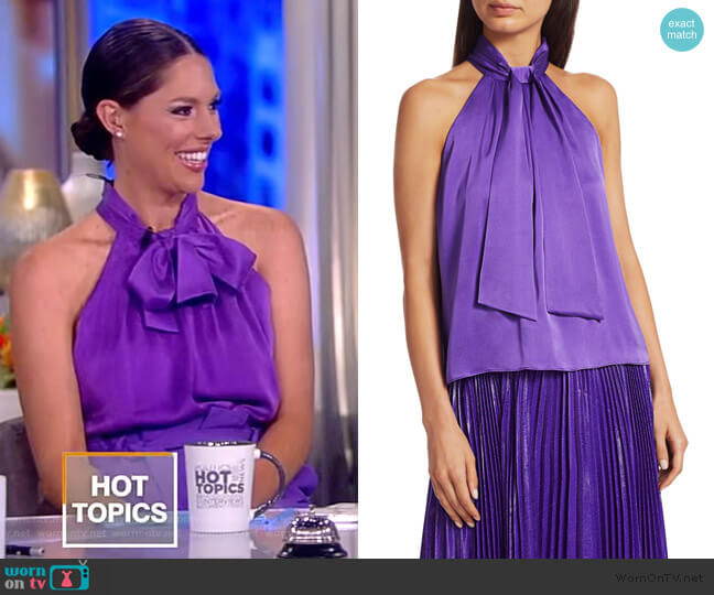 Alice + Olivia Leia Tie Neck Halter Top worn by Abby Huntsman on The View
