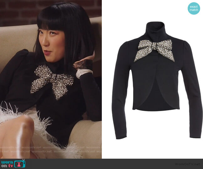 Alice + Olivia Addison Embellished Bow Jacket worn by Mei Lin (Poppy Liu) on Sunnyside