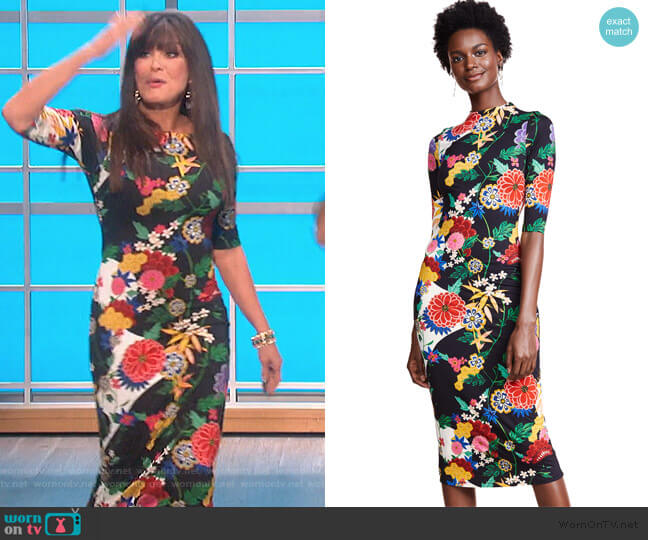 Alice + Olivia Delora Fitted Midi Dress worn by Marie Osmond on The Talk