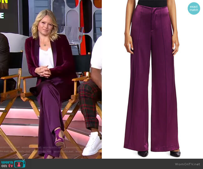Alice + Olivia Dylan High-Rise Wide-Leg Pants worn by Sara Haines on Good Morning America