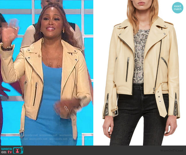 All Saints Balfern Leather Biker Jacket worn by Eve on The Talk