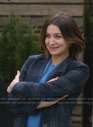 Amelia’s blue plaid blazer on Greys Anatomy