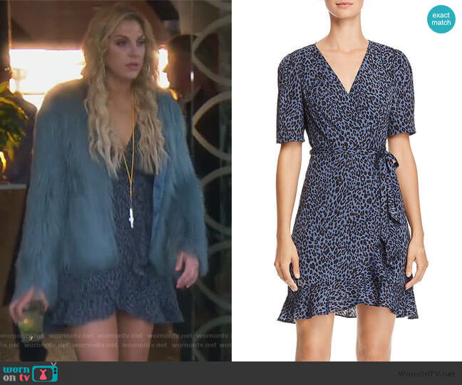 Aqua Leopard Print Wrap Dress worn by Gina Kirschenheiter on The Real Housewives of Orange County