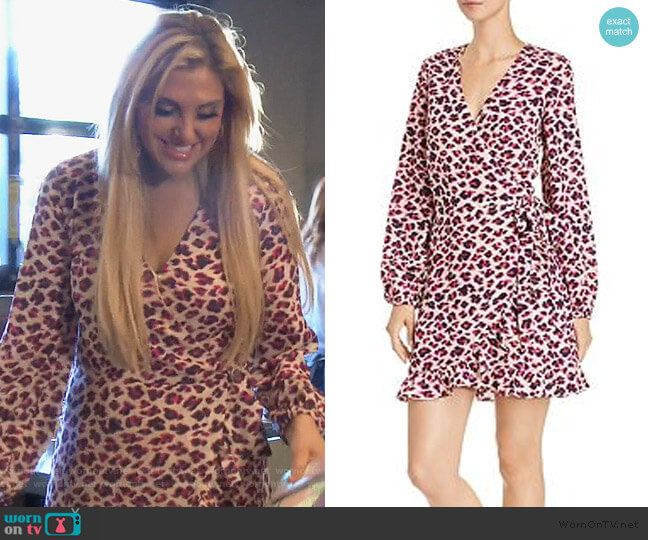 Aqua Leopard Print Wrap Dress worn by Gina Kirschenheiter on The Real Housewives of Orange County