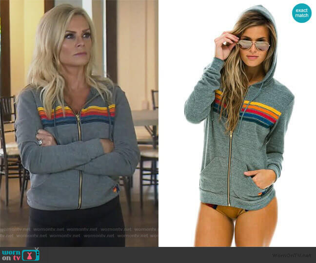 Aviator Nation 5 Stripe Hoodie worn by Tamra Judge on The Real Housewives of Orange County