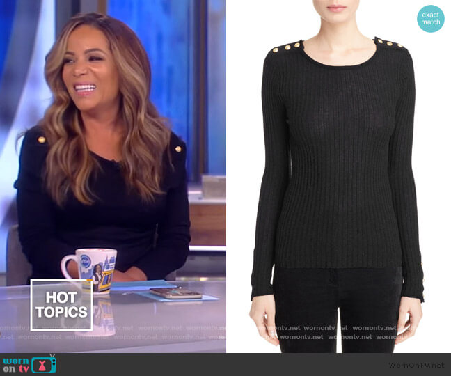Balmain Button Detail Ribbed Sweater worn by Sunny Hostin on The View