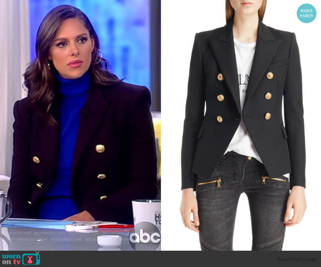 Balmain Double Breasted Wool Blazer worn by Abby Huntsman on The View