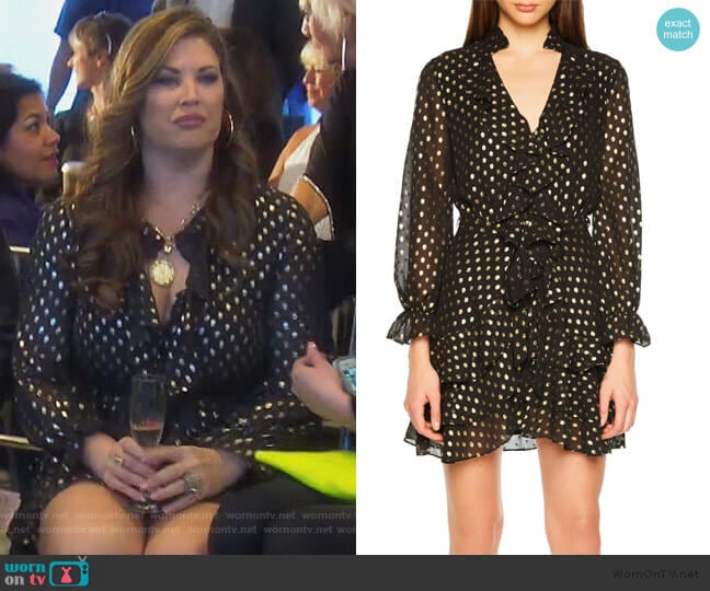 Bardot Metallic Dot Shirtdress worn by Emily Simpson on The Real Housewives of Orange County