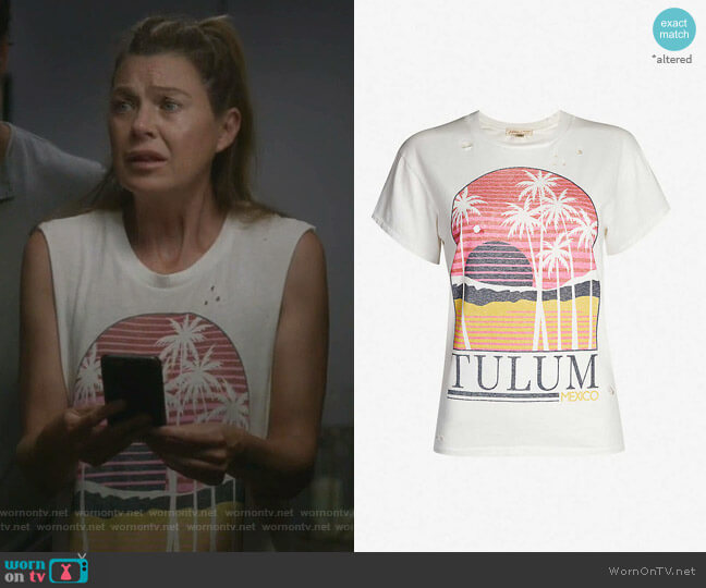 Billabong x Sincerely Jules Perfect Boy Tulum Distressed Graphic Tee worn by Meredith Grey (Ellen Pompeo) on Greys Anatomy
