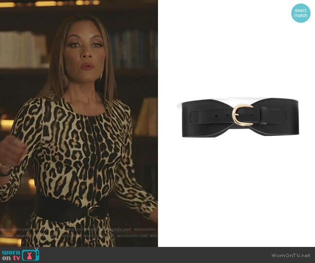 Black & Brown Leather Waist Belt worn by Dominique Deveraux (Michael Michele) on Dynasty