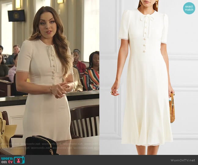 Dolce & Gabbana Bow-Embellished Cady Midi Dress worn by Fallon Carrington (Elizabeth Gillies) on Dynasty