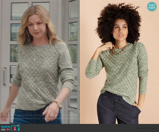 Brooks Brothers Diamond Pointelle Sweater worn by Nicolette Nevin (Emily VanCamp) on The Resident