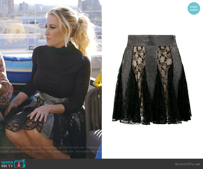 Christopher Kane Crystal Lace Mini Skirt worn by Stephanie Hollman on The Real Housewives of Dallas