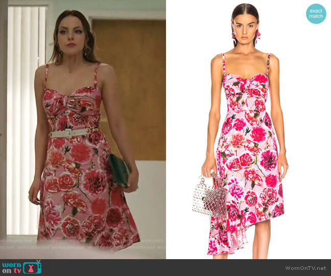 Carmen March Carnation Sleeveless Dress worn by Fallon Carrington (Elizabeth Gillies) on Dynasty