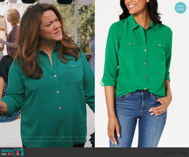 Charter Club Two-Pocket Shirt worn by Katie Otto (Katy Mixon) on American Housewife