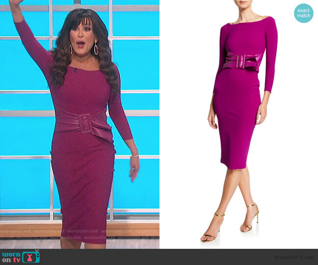 Chiara Boni La Petite Robe Bateau-Neck 3/4-Sleeve Belted Dress worn by Marie Osmond on The Talk