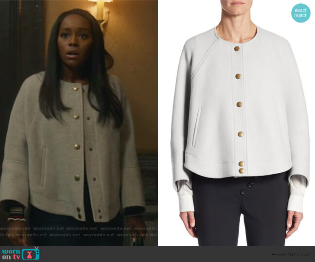 Chloe Button Front Cropped Jacket worn by Michaela Pratt (Aja Naomi King) on How to Get Away with Murder